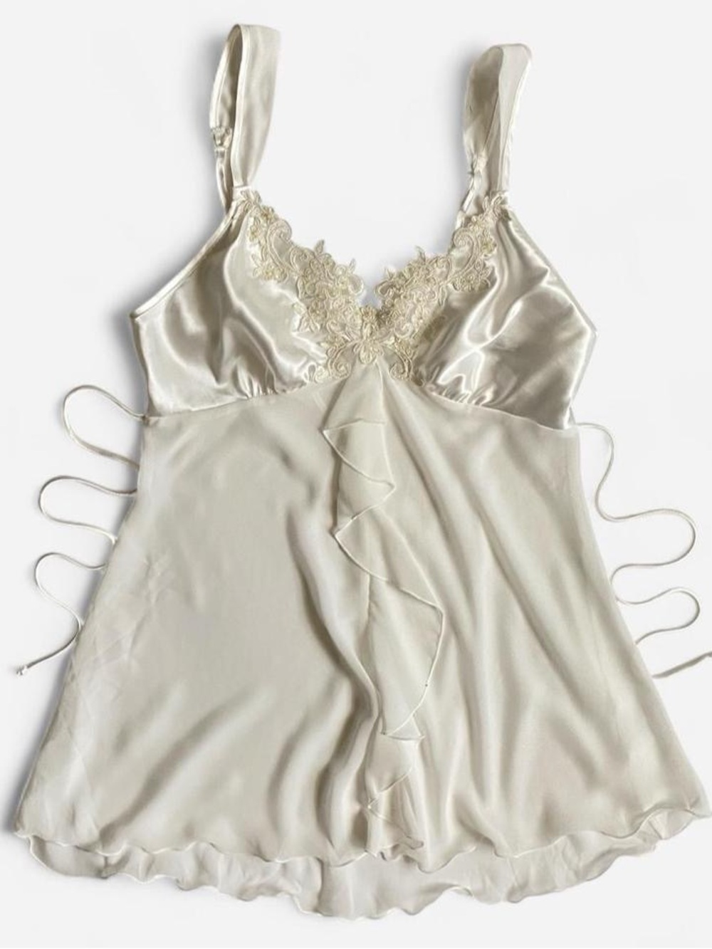 Linea Donatella sheer white embellished chemise slip dress
